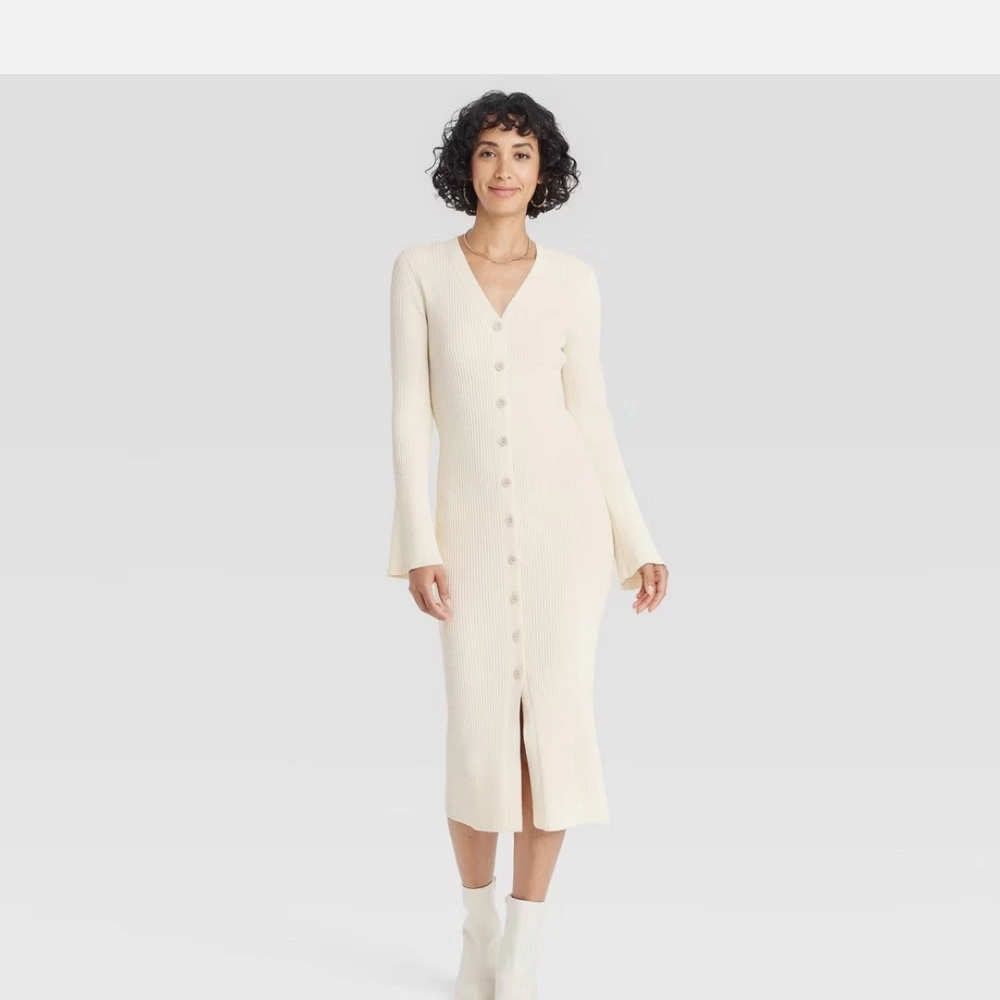 A New Day Bell Long Sleeve Midi Sweater Dress